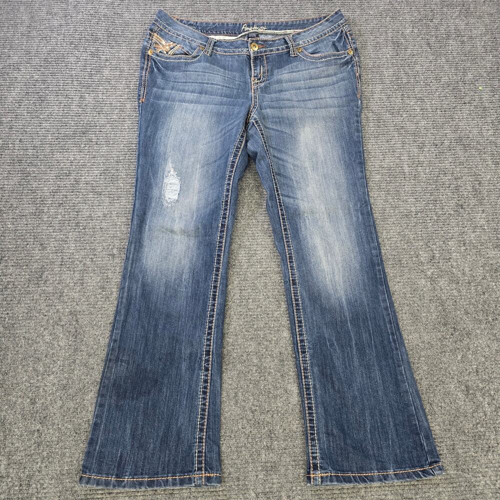 Amethyst Jeans Womens 37x32 Blue Arianna Bootcut Y2K Embellished Stretch Size 16